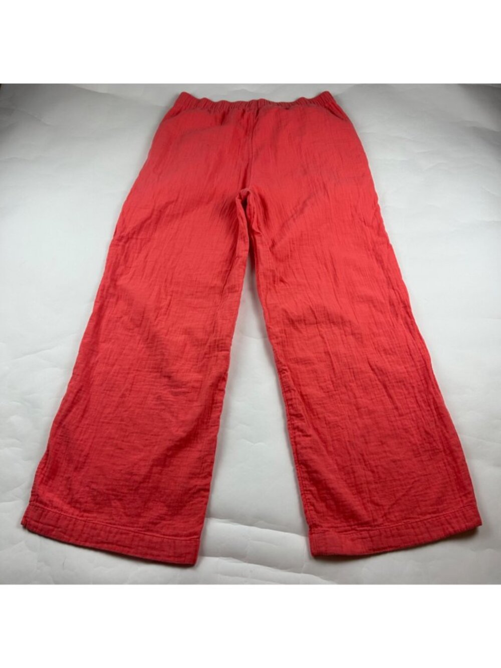 TALL Old Navy Bright Coral Crinkle Cotton Wide Leg Lounge Pant LT - Picture 6 of 8